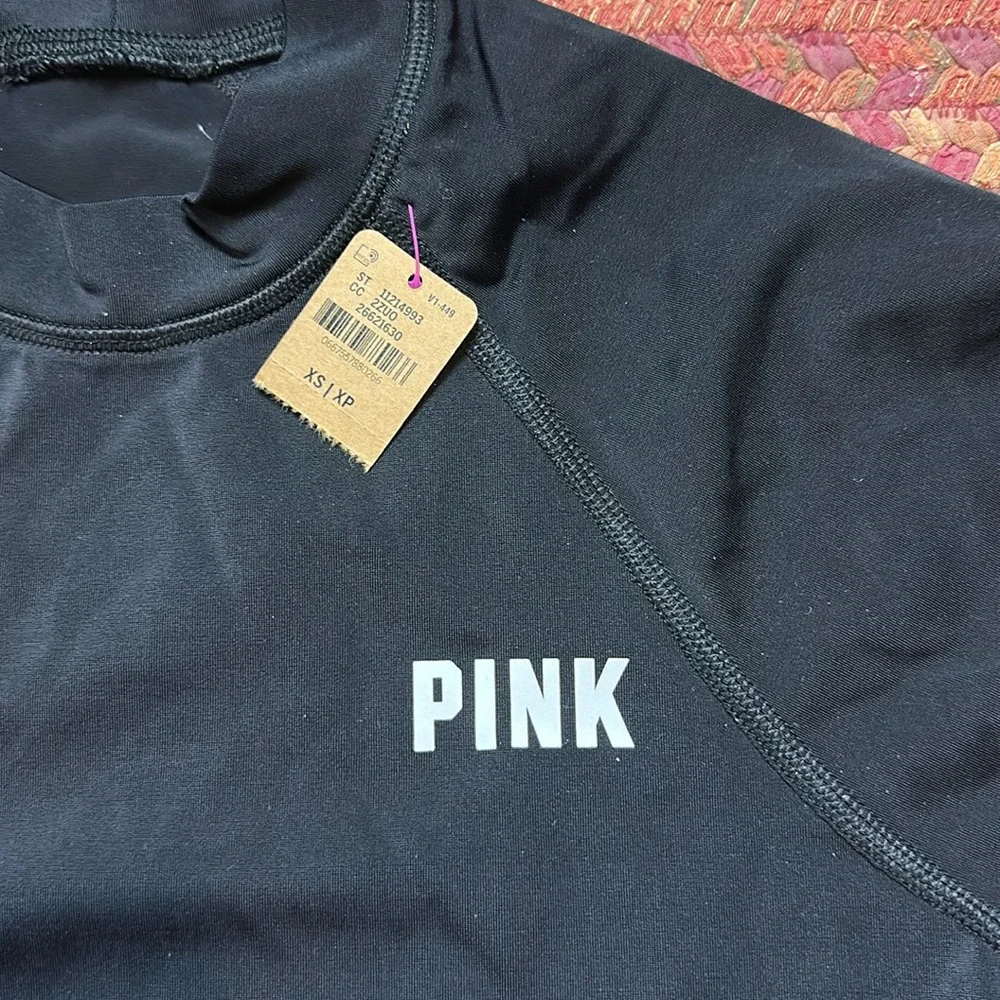 NWT VS PINK BLACK RASH GUARD SWIM BEACH LONG SLEEVE_2